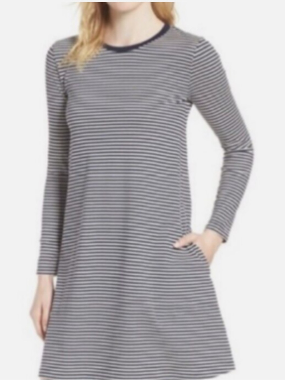 J. Crew Navy/White Stripe Dress Pockets